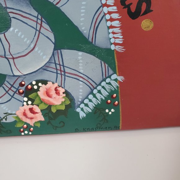 VTG Christmas Wall Decor Hanging Wood Plaque Handpainted Carolers Holiday Wishes - Picture 3 of 6